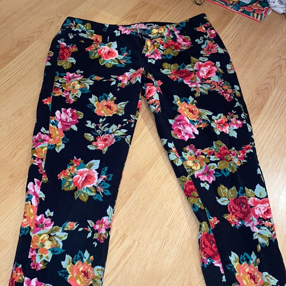 floral jeans